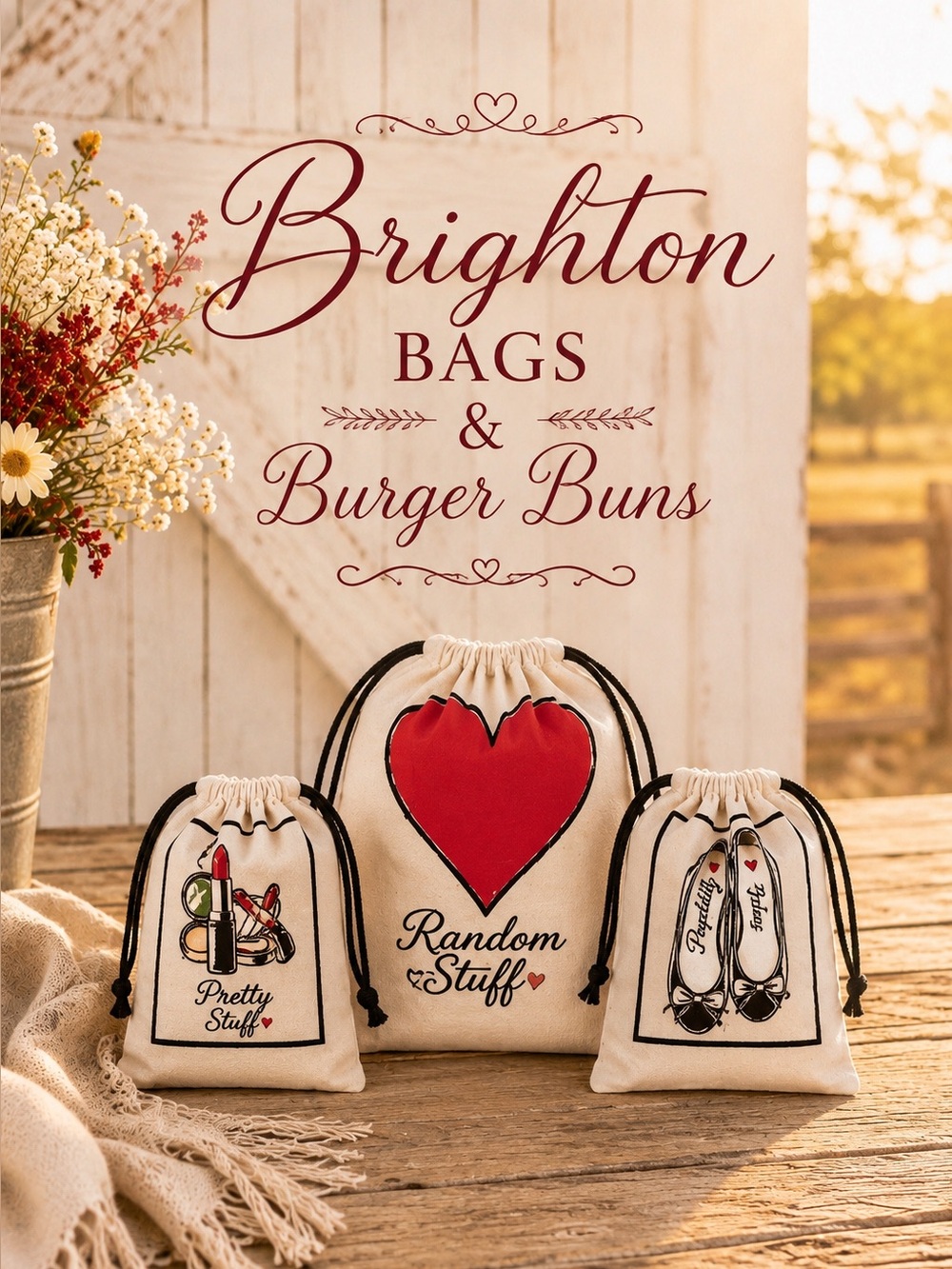 NWOT Brighton Canvas Drawstring Pouch Set – Travel Organizer Gift Set (3 Bags)